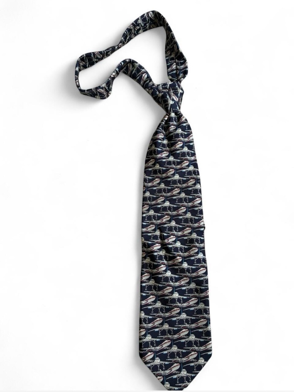 Vintage Silk Tie Airplane Print Made in Italy